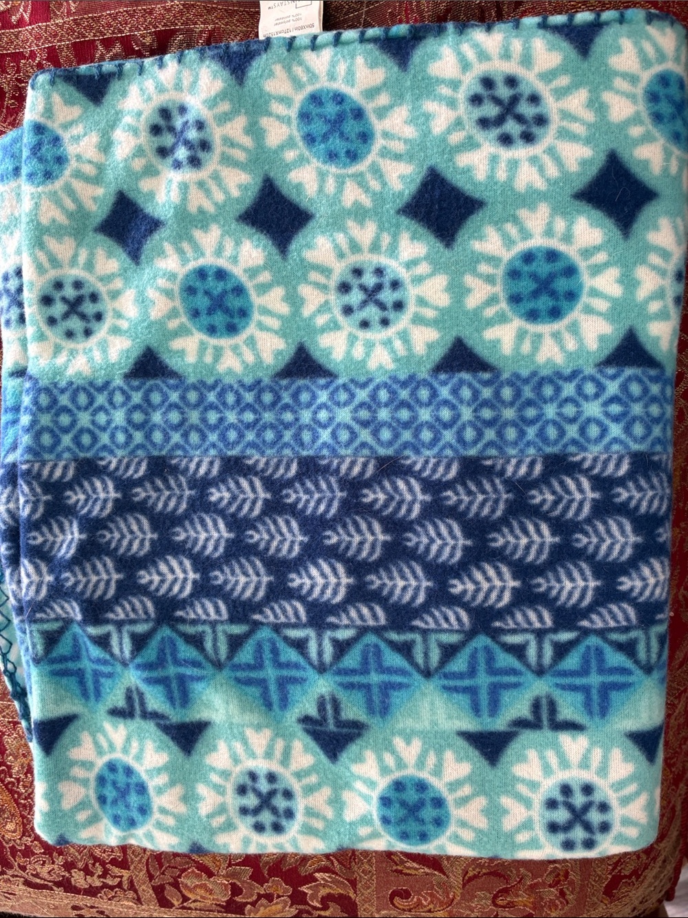 Blue and Turquoise Decorative Fleece Throw